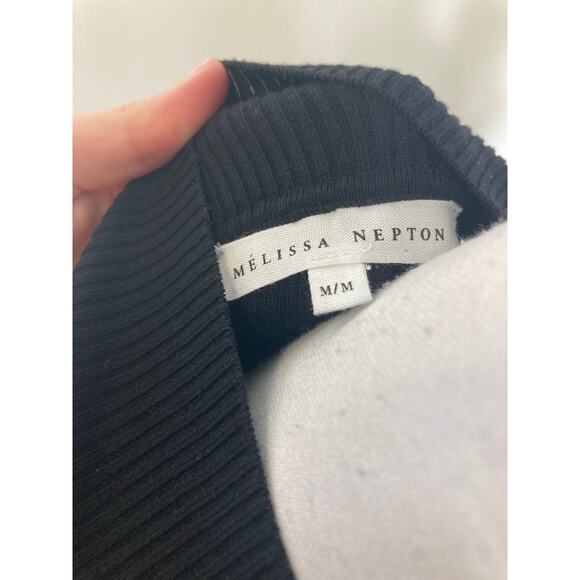 Melissa Nepton Black Turtleneck Sweater Top Sz M - Picture 3 of 3